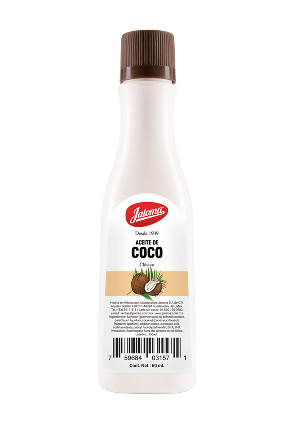 Aceite clásico de Coco, 60 ml.