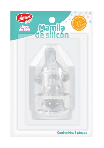 Mamila silicón blister, 3 piezas