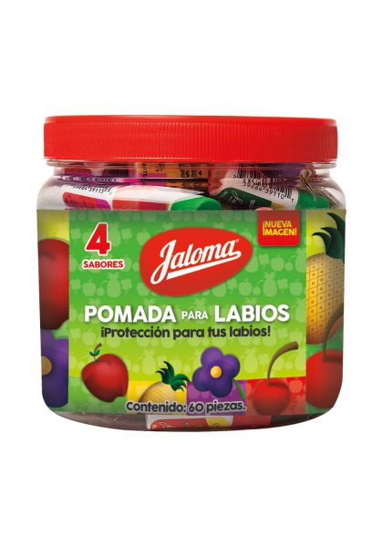 Pomada para labios, Vitrolero 4 sabores, 60 piezas