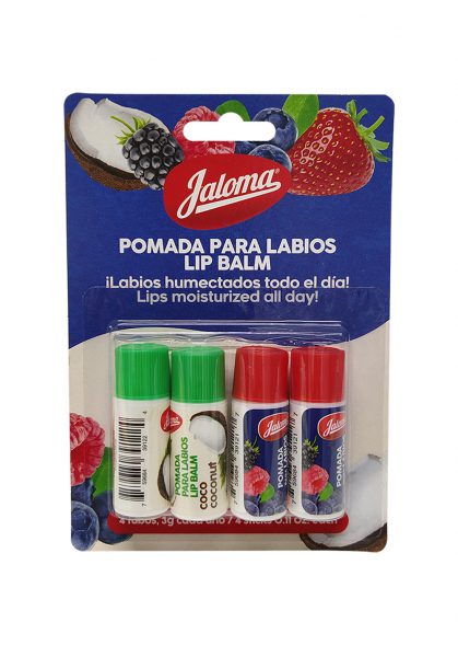 Pomada para labios, blister 2 sabores, 4 piezas