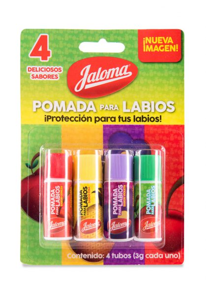 Pomada para labios, blister 4 sabores, 4 piezas